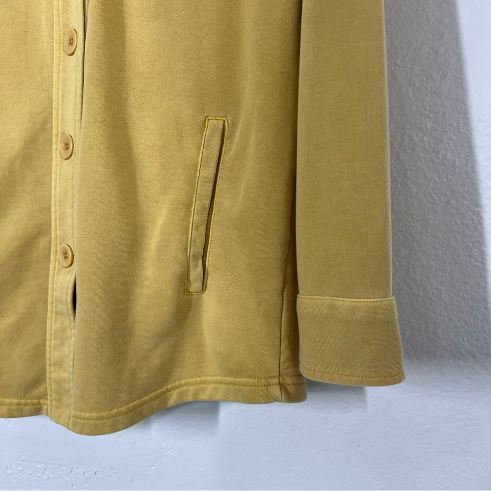 Avec Les Filles Mustard Yellow French Terry Button Down Shirt Jacket Shacket - Picture 5 of 13